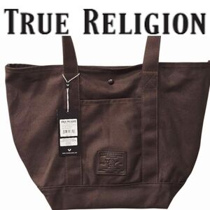 True Religion Dribble Canvas Tote Bag- Brown